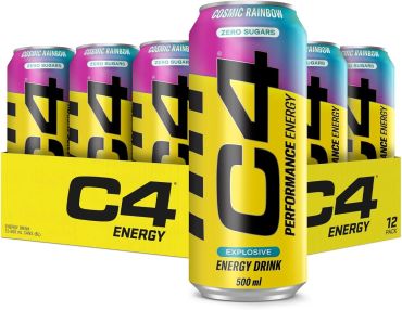 Cellucor C4 Original Carbonated Energy Drink,Cosmic Rainbow, 500ml (Pack of 12)